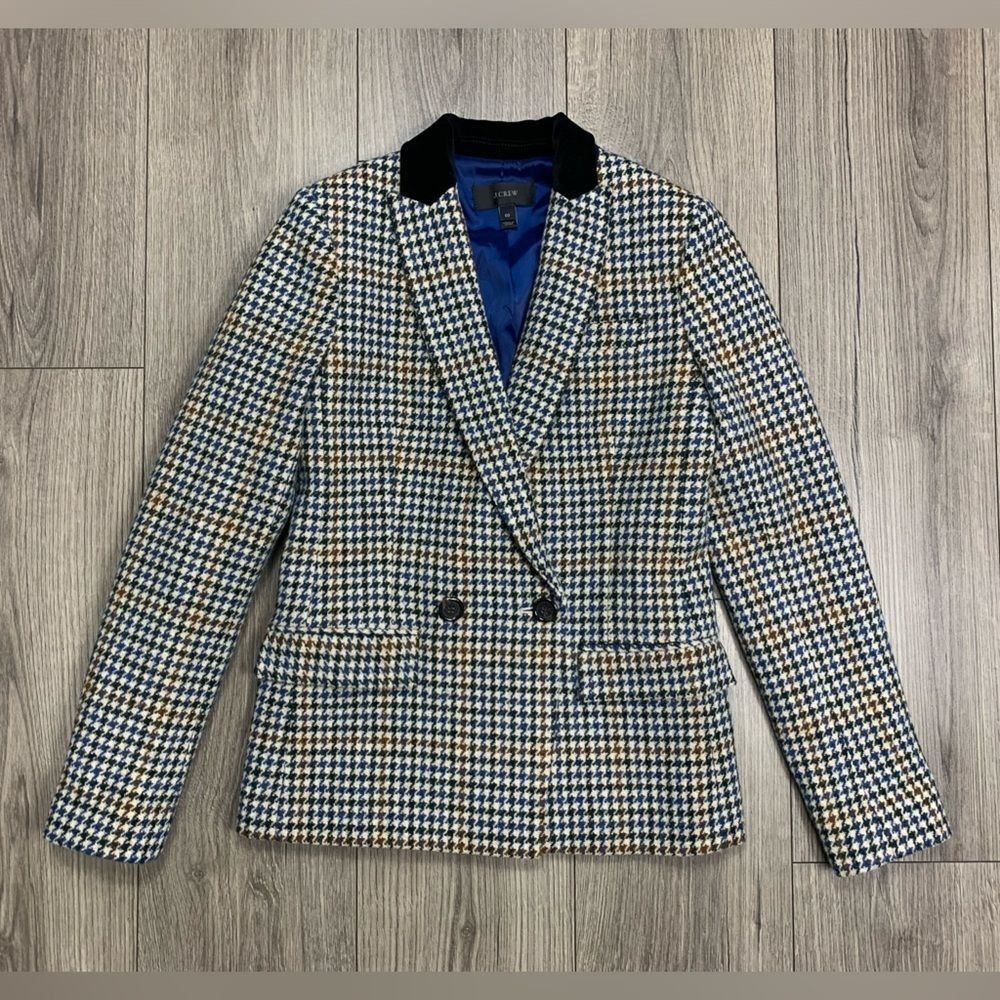 NEW‎ J.CREW WOOL DOVER BLAZER IN HOUNDSTOOTH Sz 00 NWOT